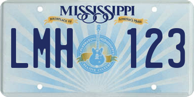 MS license plate LMH123