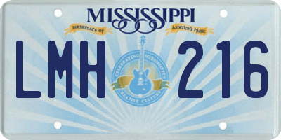 MS license plate LMH216