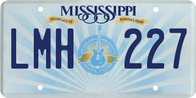 MS license plate LMH227