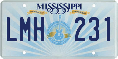 MS license plate LMH231