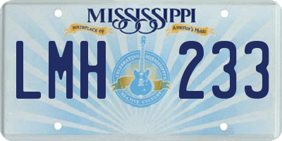 MS license plate LMH233