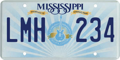 MS license plate LMH234
