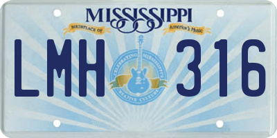 MS license plate LMH316