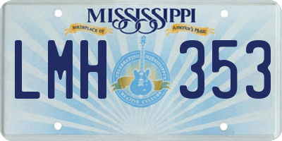 MS license plate LMH353