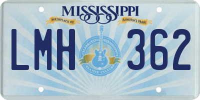 MS license plate LMH362