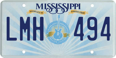 MS license plate LMH494
