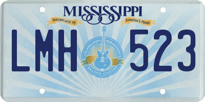 MS license plate LMH523