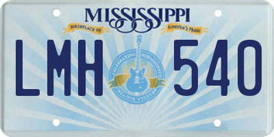 MS license plate LMH540