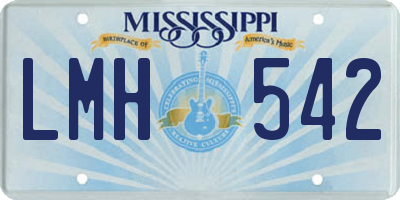 MS license plate LMH542