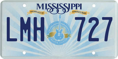 MS license plate LMH727