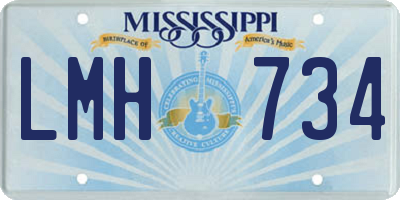 MS license plate LMH734
