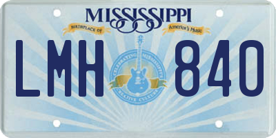 MS license plate LMH840