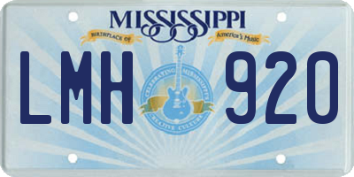 MS license plate LMH920