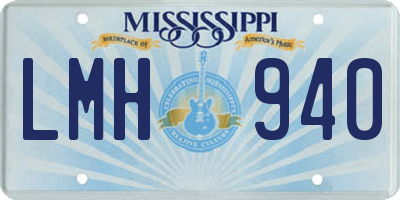 MS license plate LMH940
