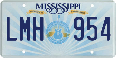 MS license plate LMH954