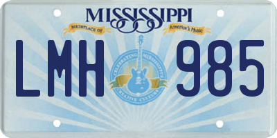 MS license plate LMH985
