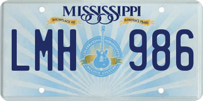 MS license plate LMH986