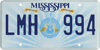 MS license plate LMH994