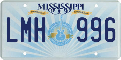MS license plate LMH996