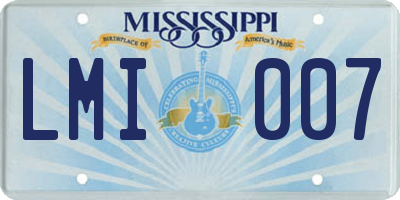 MS license plate LMI007