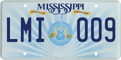 MS license plate LMI009
