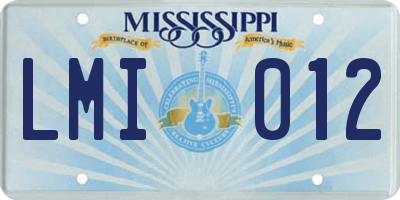 MS license plate LMI012