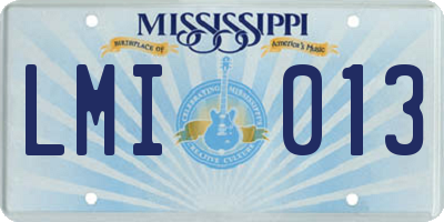 MS license plate LMI013