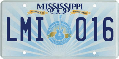 MS license plate LMI016