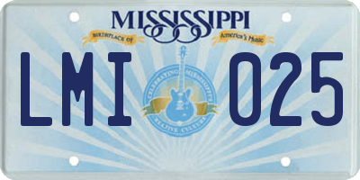 MS license plate LMI025