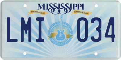 MS license plate LMI034