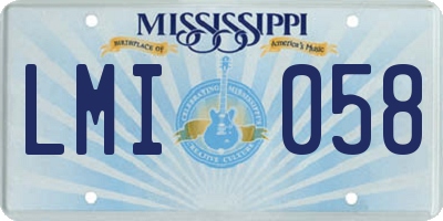MS license plate LMI058