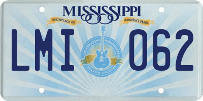 MS license plate LMI062