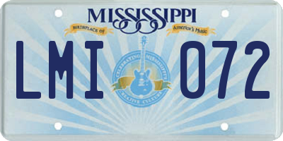 MS license plate LMI072