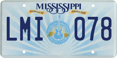 MS license plate LMI078