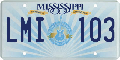 MS license plate LMI103