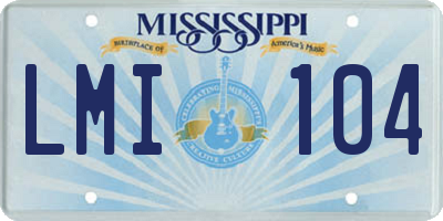 MS license plate LMI104