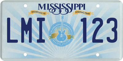MS license plate LMI123