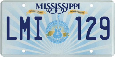 MS license plate LMI129