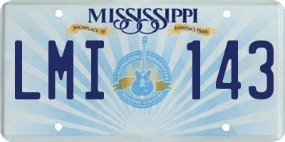MS license plate LMI143