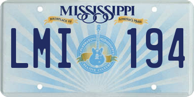 MS license plate LMI194