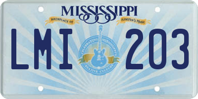 MS license plate LMI203