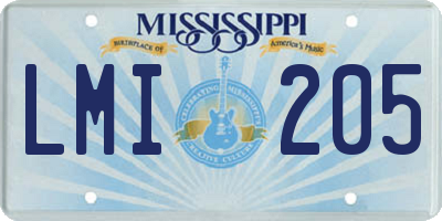 MS license plate LMI205