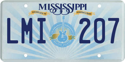 MS license plate LMI207