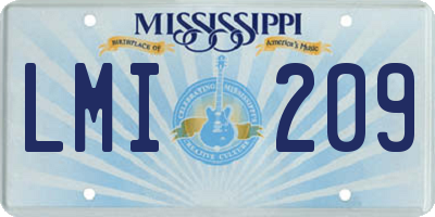 MS license plate LMI209