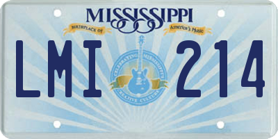 MS license plate LMI214