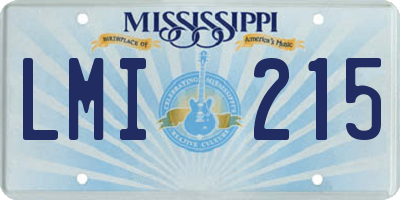 MS license plate LMI215