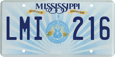 MS license plate LMI216