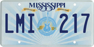 MS license plate LMI217