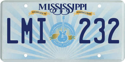 MS license plate LMI232