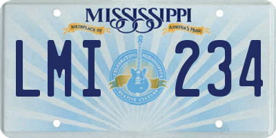 MS license plate LMI234